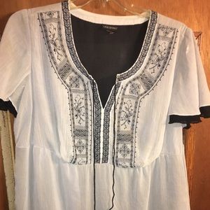 White and black peasant style shirt